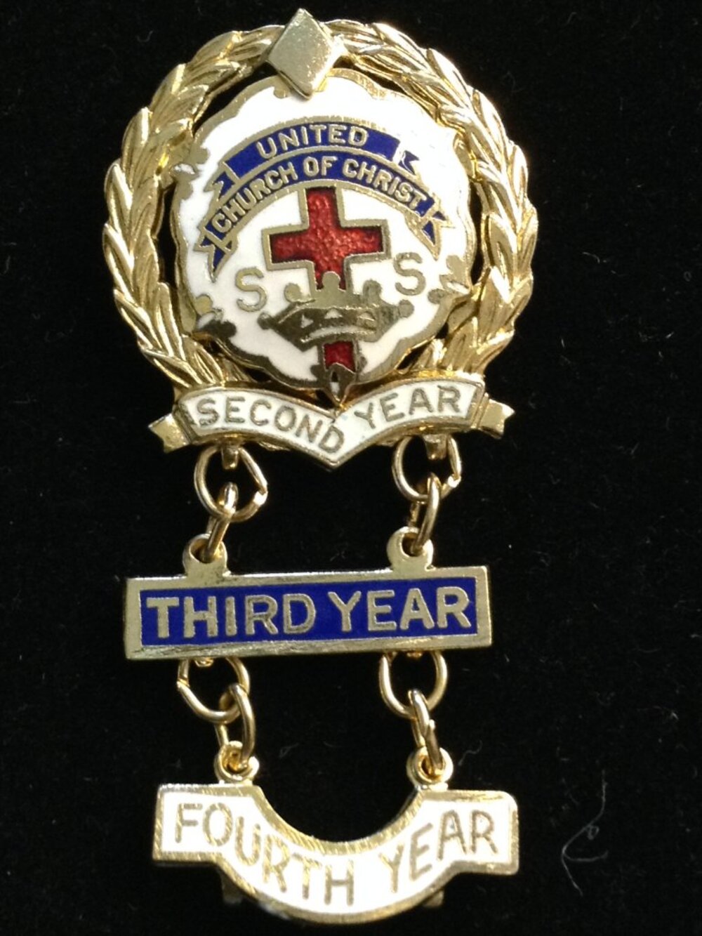 VTG 70's Methodist Year Pin Sunday School Cross & Crown Religious Piece Retro